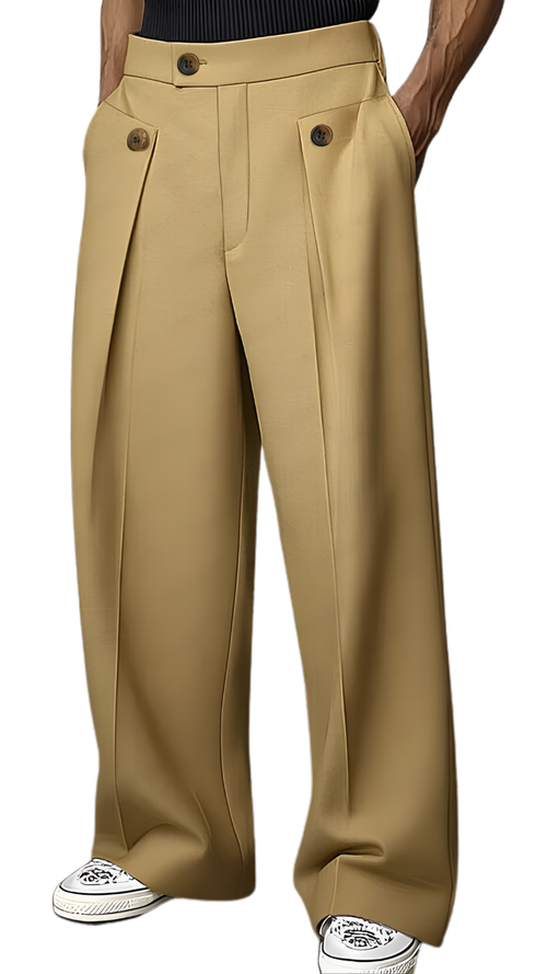 Pantalones de cintura alta de corte elegante informal